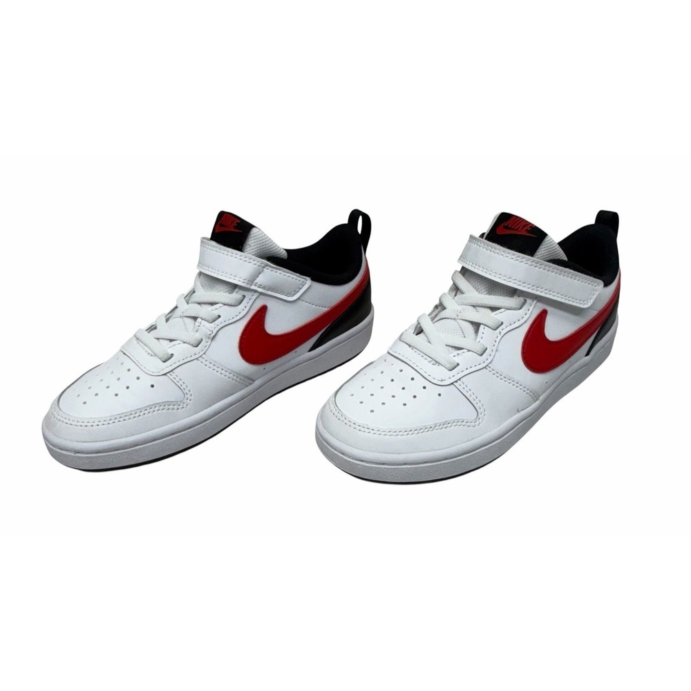 Nike Court Borough Low 2 PS White Black Red BQ5451-110 Size 2Y - New